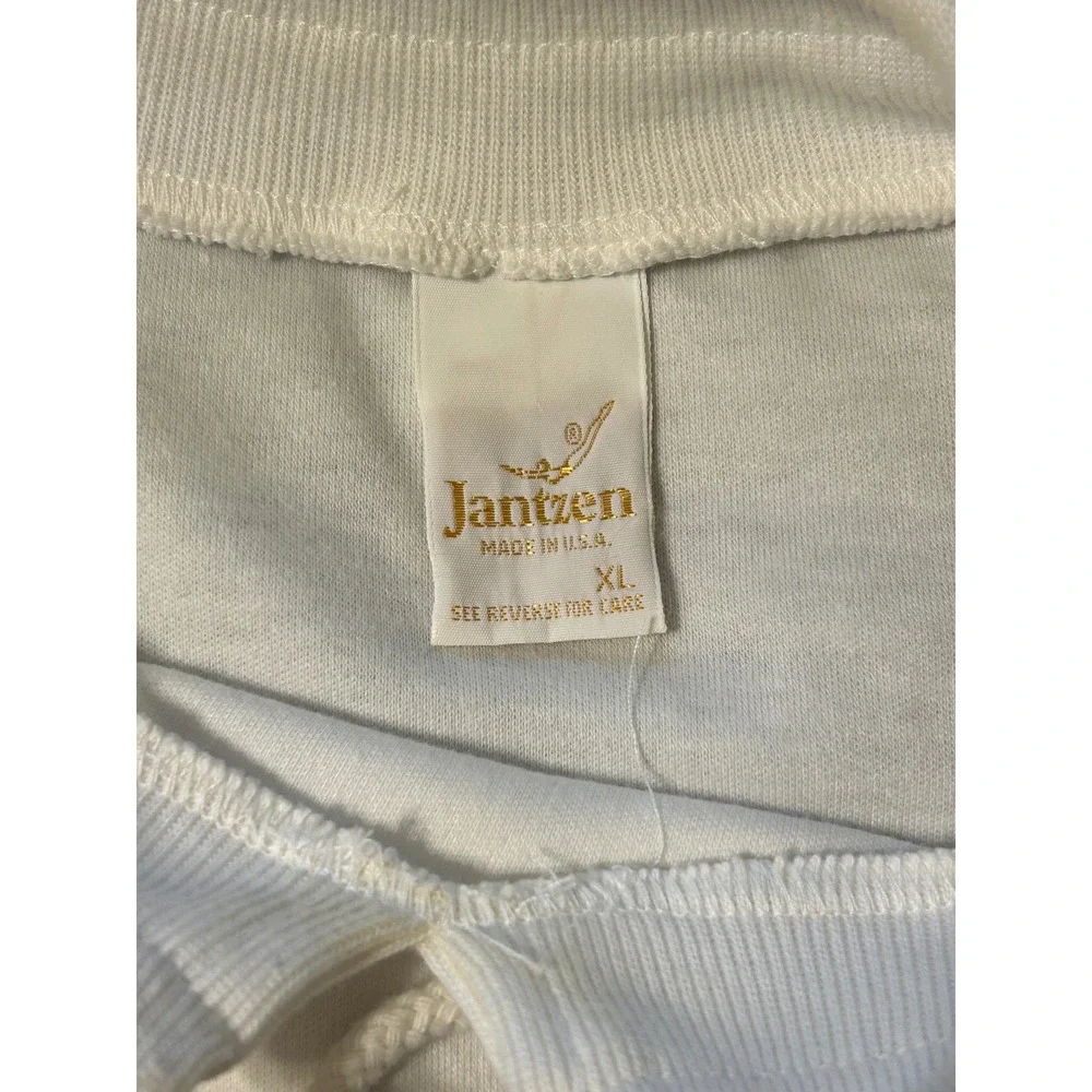 Vintage Jantzen Pink Stripe 3D Floral Sweatshirt Made in USA XL 90s Y2K - Picture 2 of 4